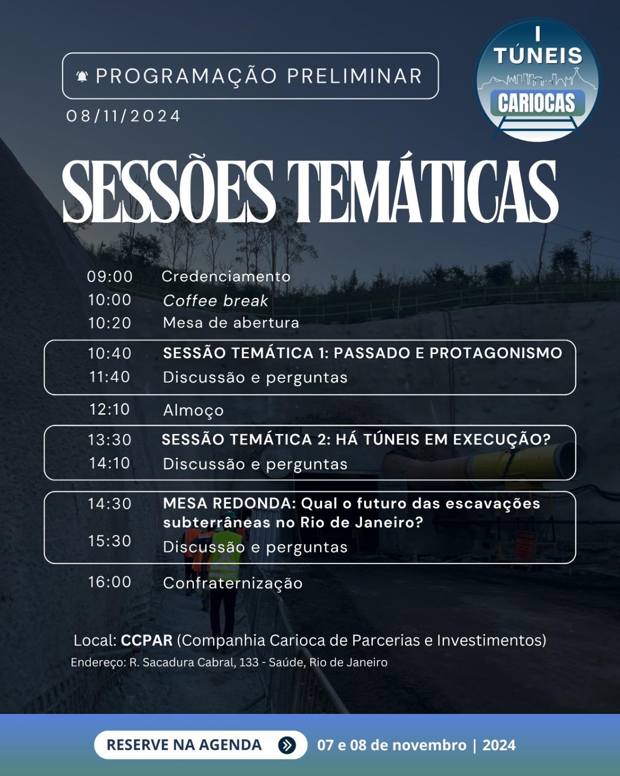 Capa do evento I TÚNEIS CARIOCAS - DIA 08 DE NOVEMBRO